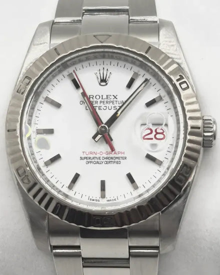 Rolex Datejust Turn-O-Graph 36MM White Dial Oyster Bracelet (116264)