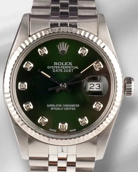 Rolex Datejust 36MM Aftermarket Green Dial Jubilee Bracelet (16014)