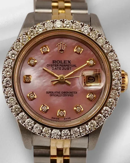 Rolex Lady-Datejust 26MM Aftermarket Mother of Pearl Dial Two-Tone Jubilee Bracelet (69173)