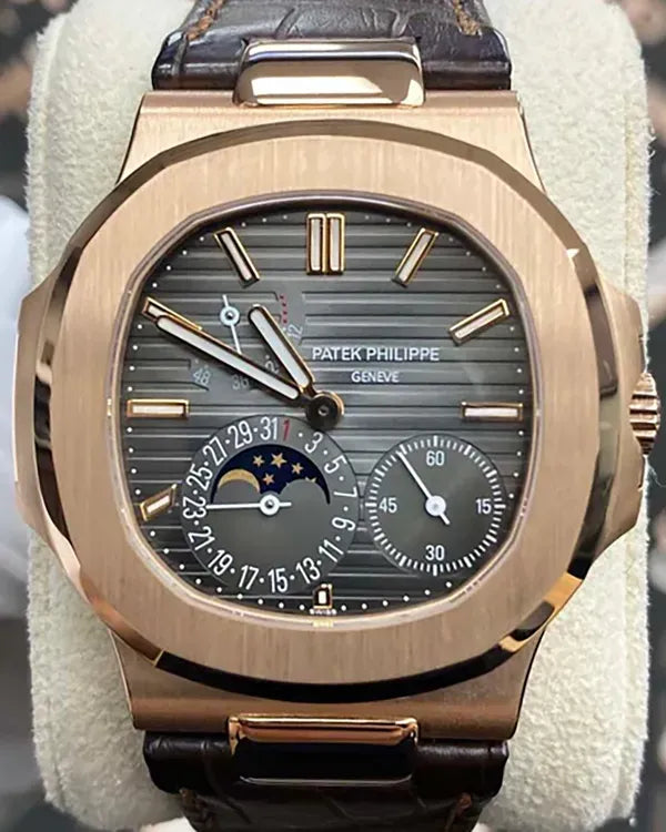 2020 Patek Philippe Nautilus 40MM Black Dial Leather Strap (5712R)