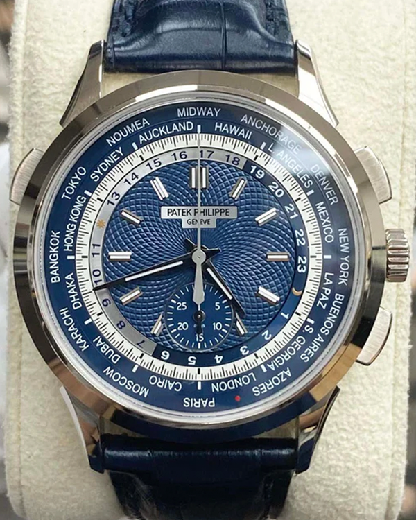 2018 Patek Philippe World Time 39.5MM Blue Dial Leather Strap (5930G-001)