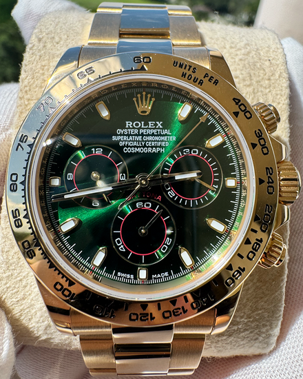 2019 Rolex Cosmograph Daytona "John Mayer" 40MM Aftermarket Green Dial Yellow Gold Oyster Bracelet (116508)