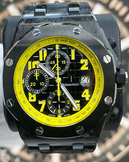 Audemars Piguet Royal Oak Offshore Chronograph "Bumblebee" 42MM Black Dial Leather Strap (26176FO.OO.D101CR.02)