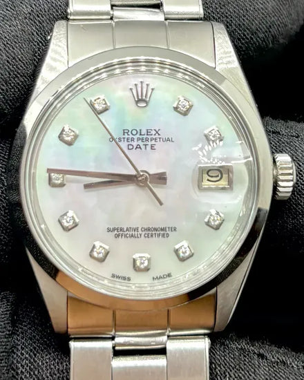 Rolex Oyster Perpetual Date 34MM Aftermarket Mother of Pearl Dial Oyster Bracelet (1500)
