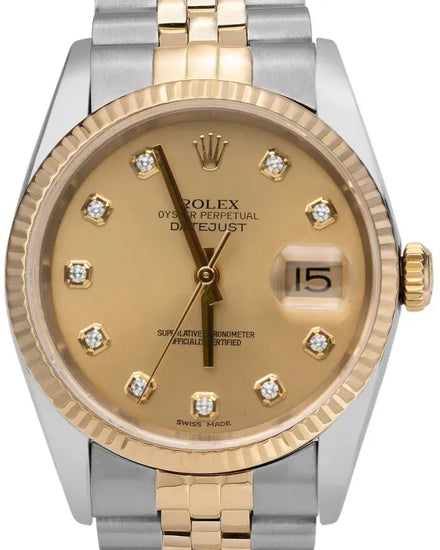 Rolex Datejust 36MM Champagne Dial Two-Tone Super Jubilee Bracelet (116203)