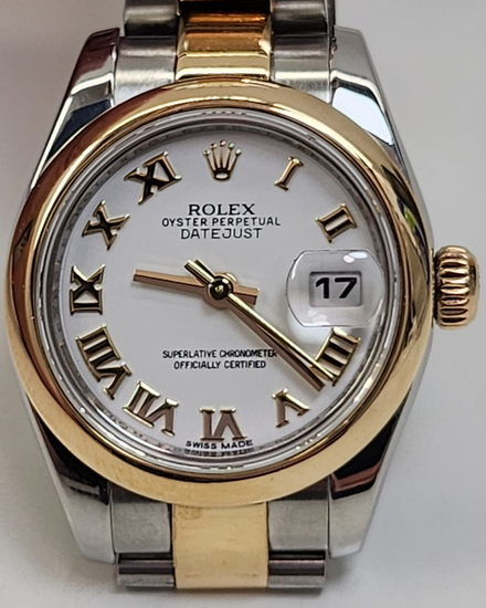 2012 Rolex Lady-Datejust 26MM White Dial Two-Tone Oyster Bracelet (179163)