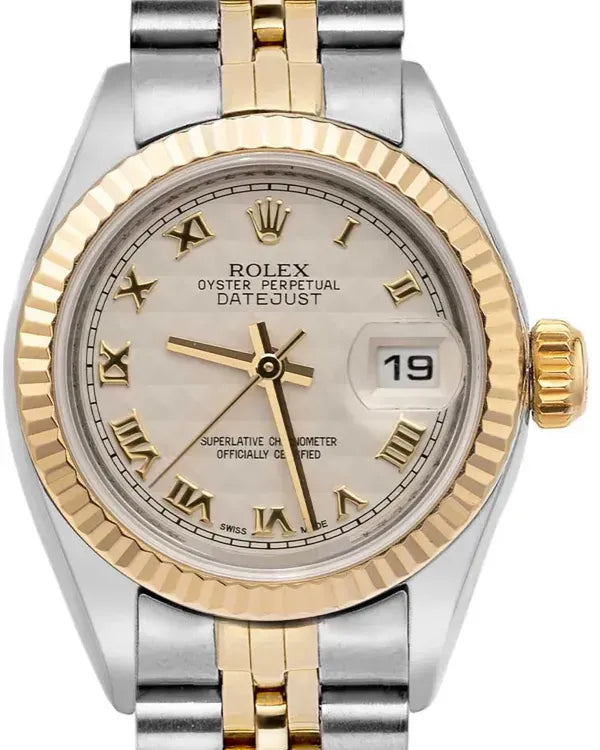 Rolex Lady-Datejust 26MM "Pyramid" Ivory Dial Two-Tone Jubilee Bracelet (179173)