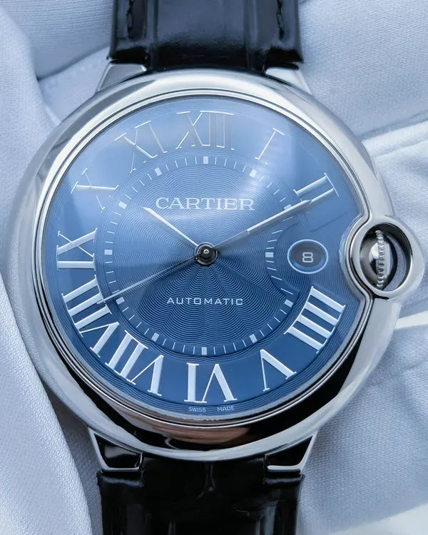 2021 Cartier Ballon Bleu 42MM Blue Dial Leather Strap (WSBB0027)