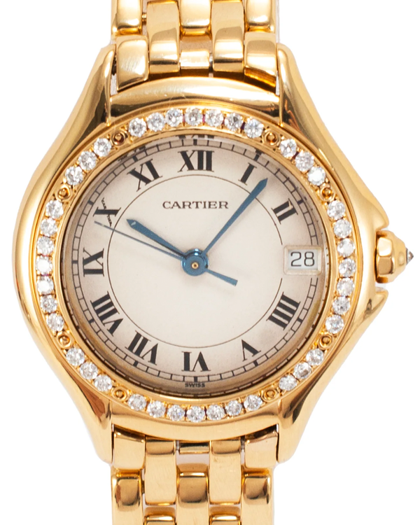 Cartier Panthère Cougar 26MM Quartz White Dial Yellow Gold Bracelet (887907)