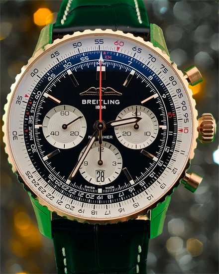 2024 Breitling Navitimer Chronograph 43MM Black Dial Leather Strap (RB0138211B1P1)