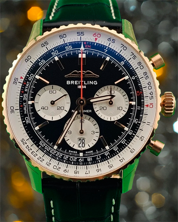 2024 Breitling Navitimer Chronograph 43MM Black Dial Leather Strap (RB0138211B1P1)