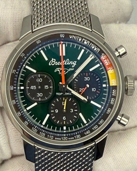 2024 Breitling Top Time B01 "Ford Mustang" 41MM Green Dial Steel Bracelet (AB01762A1L1A1)