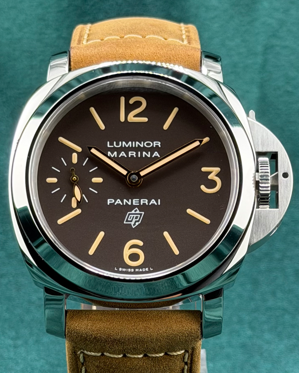 2016 Panerai Luminor Marina Logo Acciaio 44MM Brown Dial Leather Strap (PAM00632)