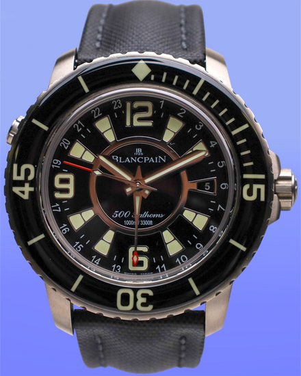 2010 Blancpain Fifty Fathoms "500 Fathoms" GMT L.E. 48MM Black Dial Textile Strap (50021-12B30-52B)