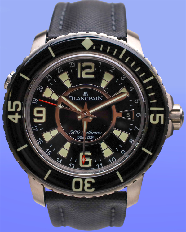 2010 Blancpain Fifty Fathoms "500 Fathoms" GMT L.E. 48MM Black Dial Textile Strap (50021-12B30-52B)