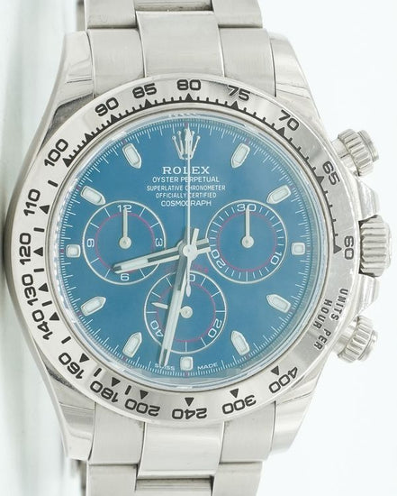 2017 Rolex Cosmograph Daytona 40MM Blue Dial White Gold Oyster Bracelet (116509)