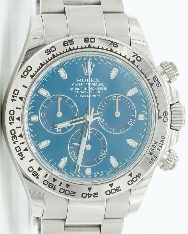 2017 Rolex Cosmograph Daytona 40MM Blue Dial White Gold Oyster Bracelet (116509)