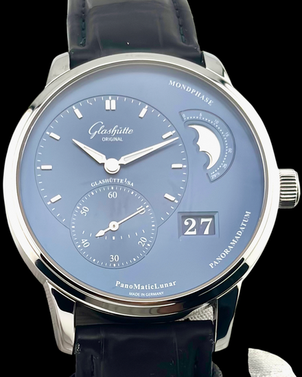 2017 Glashütte Original PanoMaticLunar 40MM Blue Dial Leather Strap (1-90-02-46-32-30)