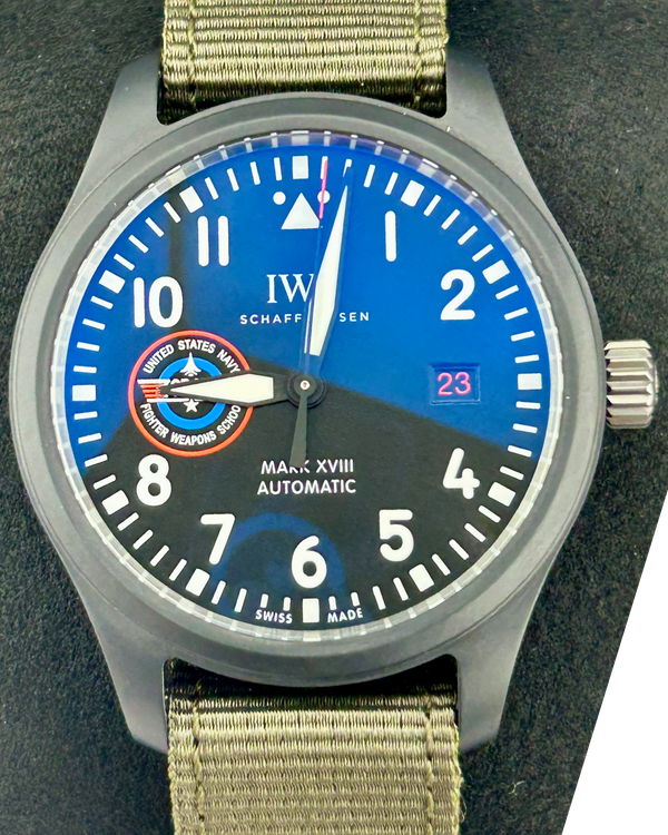2023 IWC Schaffhausen Pilot Mark XVIII Top Gun “SFTI” L.E. 41MM Black Dial Textile Strap (IW324711)