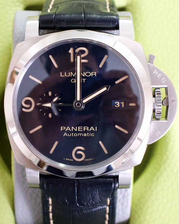 2019  Panerai Luminor 1950 3 Days GMT 44MM Blue Dial Leather Strap (PAM01033)