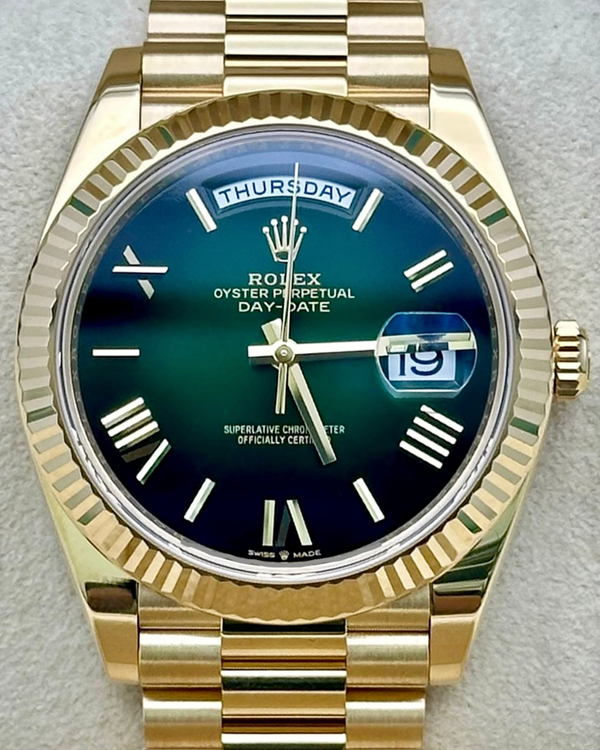 2025 Rolex Day-Date 40MM Green "Ombré" Dial Yellow Gold President Bracelet (228238)
