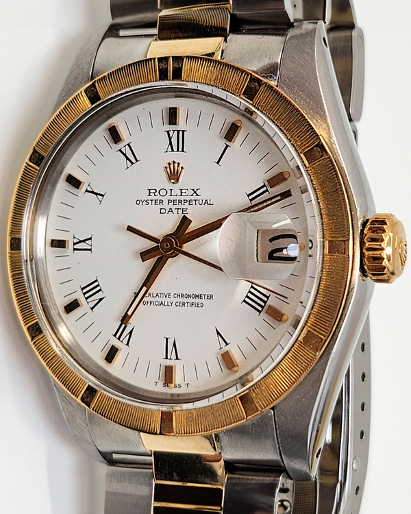 Rolex Oyster Perpetual Date 34MM White Dial Aftermarket Two-Tone Oyster Bracelet (1501)
