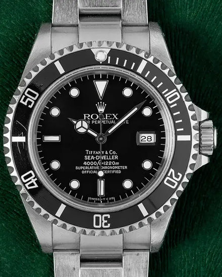 1990 Rare Rolex Sea-Dweller 4000 40MM Black "Tiffany & Co" Dial Oyster Bracelet (16600)