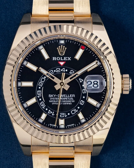 2021 Rolex Sky-Dweller 42MM Black Dial Yellow Gold Oyster Bracelet (326938)