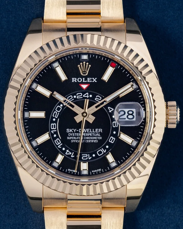2021 Rolex Sky-Dweller 42MM Black Dial Yellow Gold Oyster Bracelet (326938)