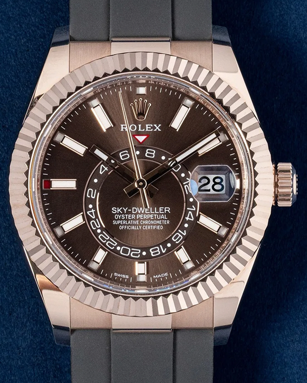2022 Rolex Sky-Dweller 42MM Chocolate Dial Rubber Strap (326235)