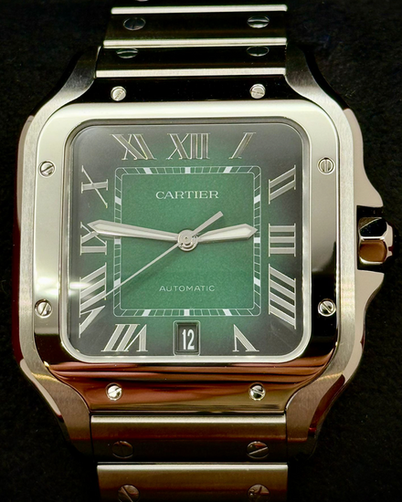 2025 Cartier Santos De Cartier 39.8MM Green Dial Steel Bracelet (WSSA0062)