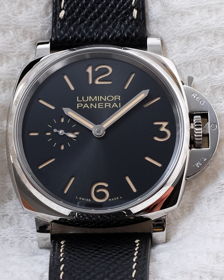 2021 Panerai Luminor Due 42MM Black Dial Aftermarket Leather Strap (PAM00676)