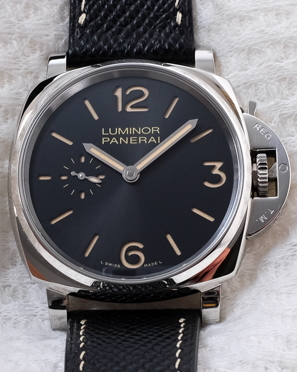 2021 Panerai Luminor Due 42MM Black Dial Aftermarket Leather Strap (PAM00676)