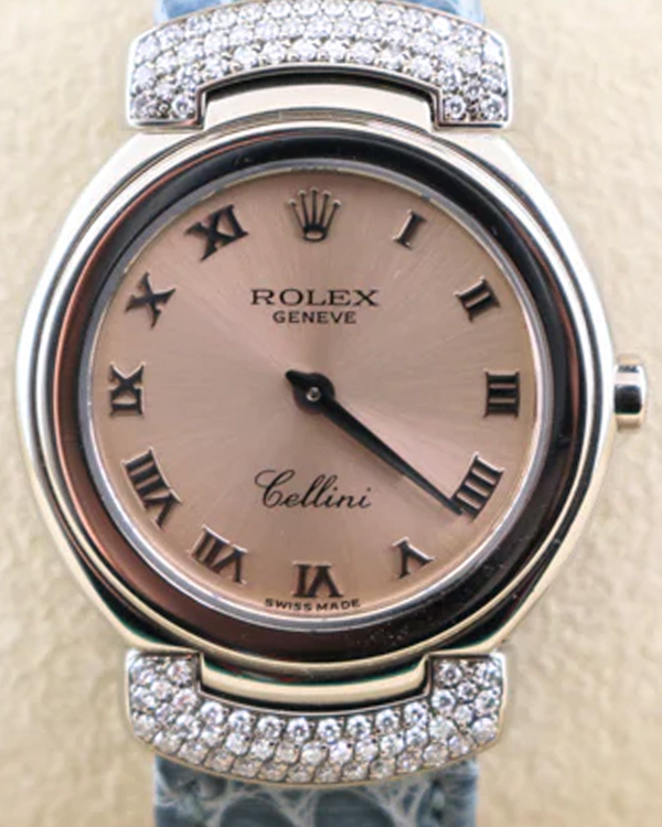 2001 (K Serial) Rolex Cellini 26MM Quartz Pink Dial Leather Strap (6672)