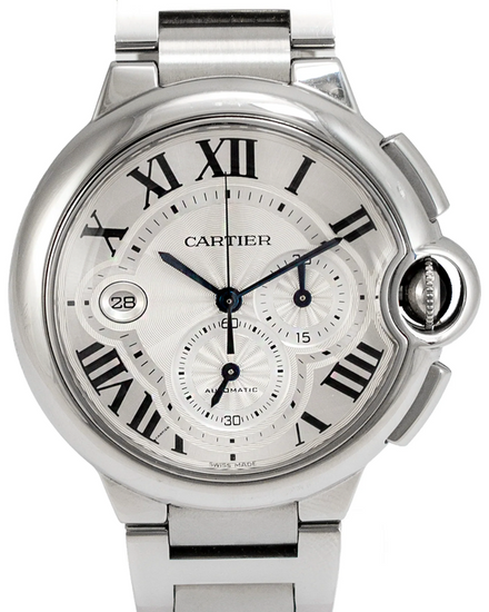 Cartier Ballon Bleu Chronograph 44MM White Dial Steel Bracelet (W6920002)