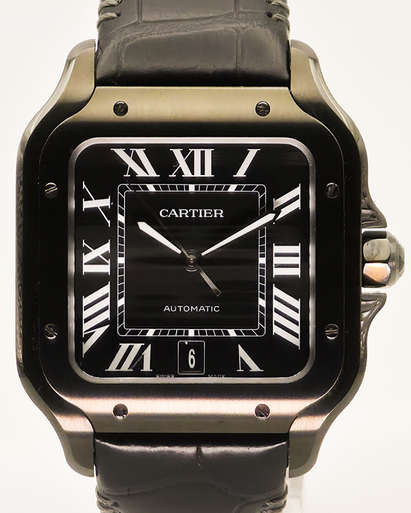 2024 Cartier Santos De Cartier 39.8MM Black Dial Leather Strap (WSSA0039)