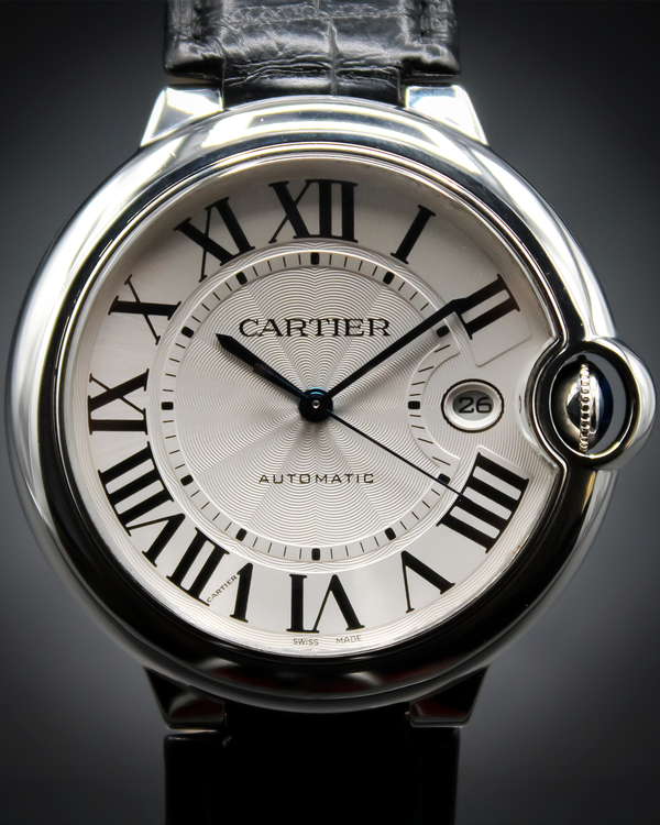 2021 Cartier Ballon Bleu 42MM Silver Dial Leather Strap (WSBB0026)