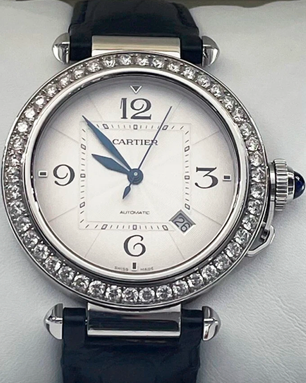2021 Cartier Pasha De Cartier 41MM White Dial Leather Strap (WSPA0010)