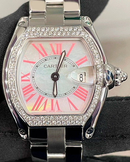 2014 Cartier Roadster 36MM Quartz Mother of Pearl Dial Steel Bracelet (W6206006)