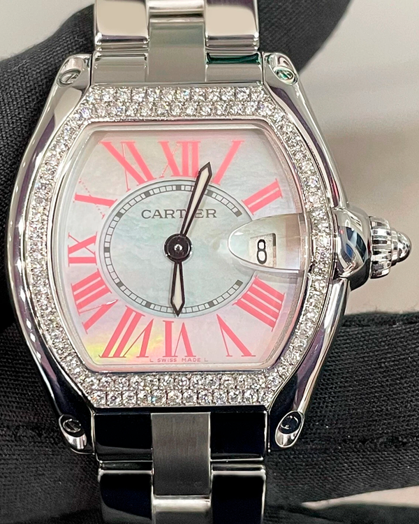 2014 Cartier Roadster 36MM Quartz Mother of Pearl Dial Steel Bracelet (W6206006)