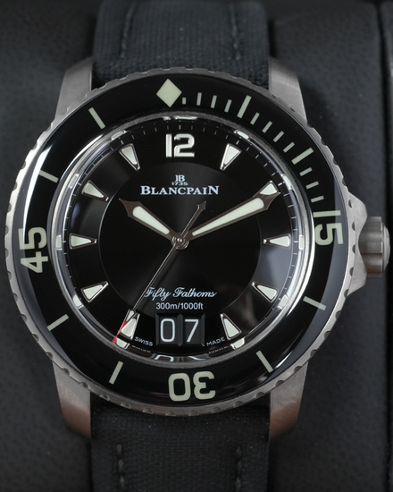 2024 Blancpain Fifty Fathoms Grande Date 45MM Black Dial Textile Strap (5050-12B30-B52A)