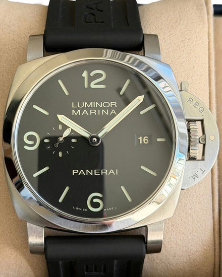 2025 Panerai Luminor Marina 44MM Black Dial Rubber Strap (PAM03312)