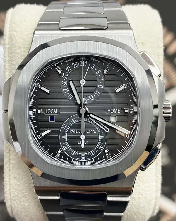 2017 Patek Philippe Nautilus Travel Time 40.5MM Black Dial Steel Bracelet (5990/1A-001)
