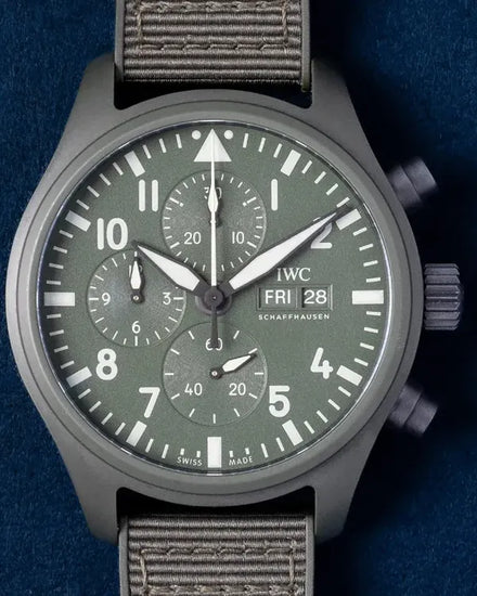 2022 IWC Schaffhausen Pilot Top Gun "Woodlands" 44.5MM Green Dial Textile Strap (IW389106)