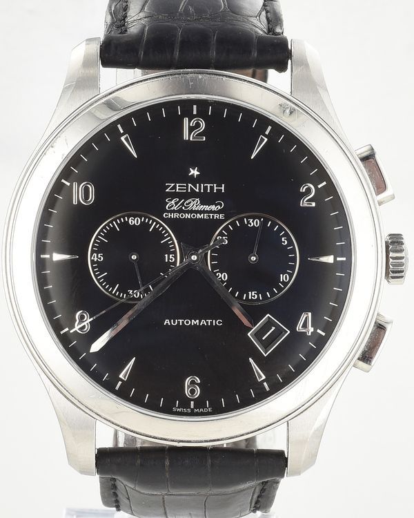 Zenith El Primero Grande Chronograph 44MM Black Dial Leather Strap (03.0520.4002)