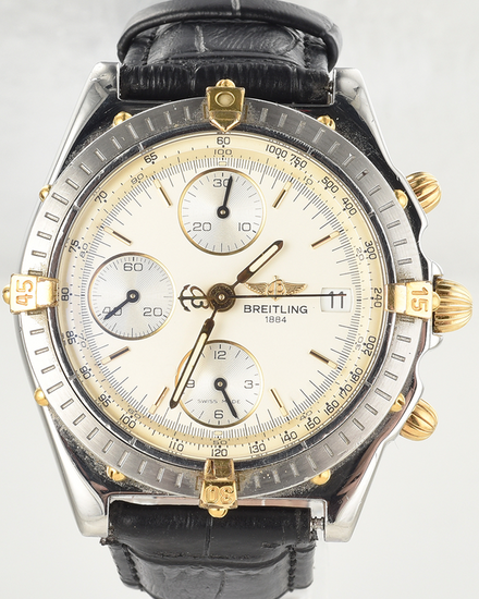 Breitling Chronomat 39MM White Dial Aftermarket Leather Strap (B13050.1)