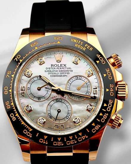 2018 Rolex Cosmograph Daytona 40MM Mother of Pearl Dial Rubber Strap (116518LN)