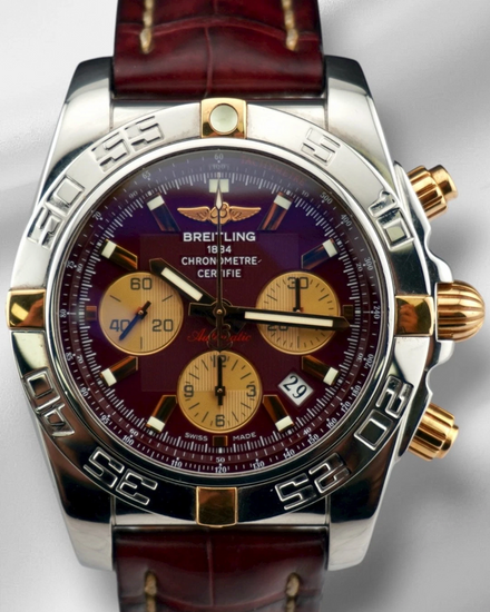 Breitling Chronomat 44MM Red Dial Leather Strap (IB0110)