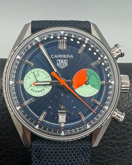2023 Tag Heuer Carrera Chronograph Skipper 39MM Blue Dial Textile Strap (CBS2213.FN6002)