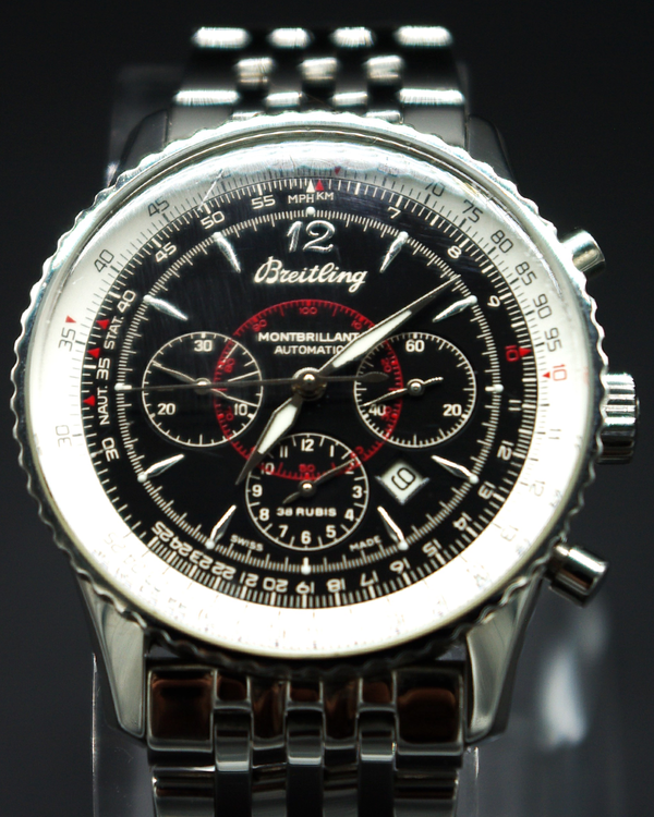 Breitling Montbrillant 38MM Black Dial Steel Bracelet (A41330)